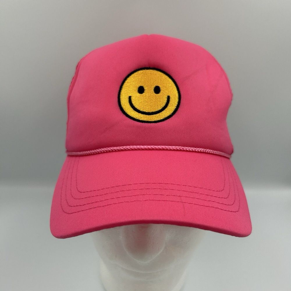 David And Young Pink Smiley Face Hat Preppy OS - Picture 1 of 6